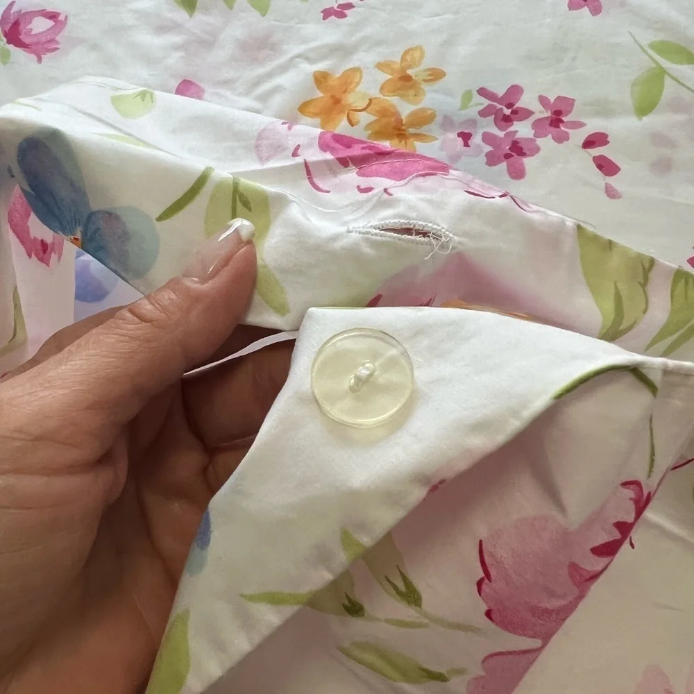 Pottery Barn Kids | Floral Twin Duvet Cover | Button Close | Pink Cabbage Roses